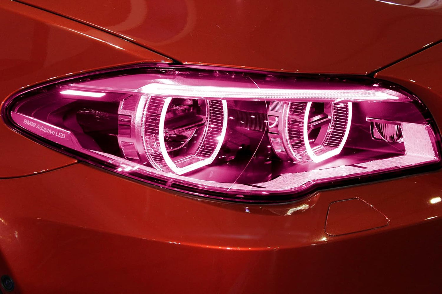 VViViD Extra-Wide Headlight Taillight Vinyl Tint Wrap 16 Inch x 48 Inch Roll Including Yellow Detailer Squeegee & 2X Black Felt Edge Decals (Pink)