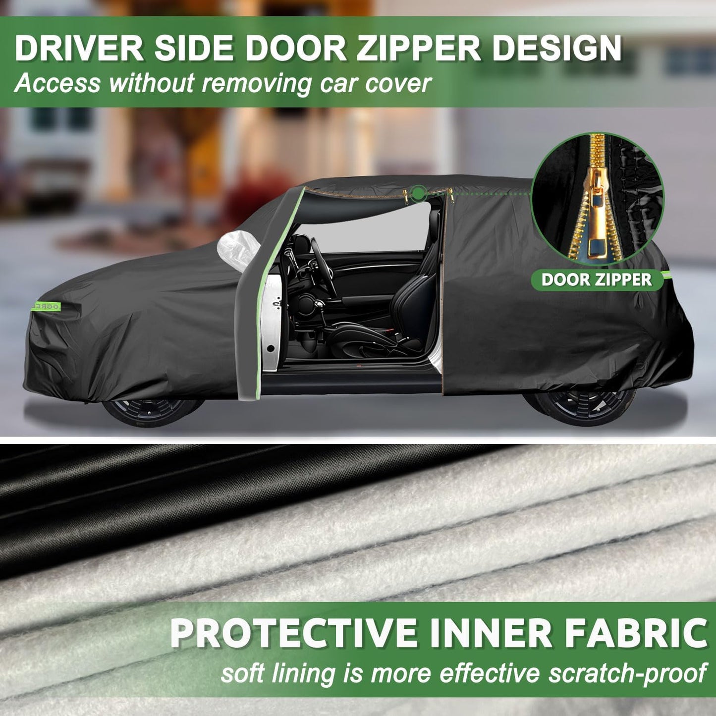 Car Cover for 2002-2025 Mini Cooper/Cooper S/Hardtop/Convertible 2-Door,Full Exterior Car Covers for Automobiles All Weather Waterproof Heavy Duty,Zipper/Cotton Rain UV Proof Custom fit【210T Taffeta】