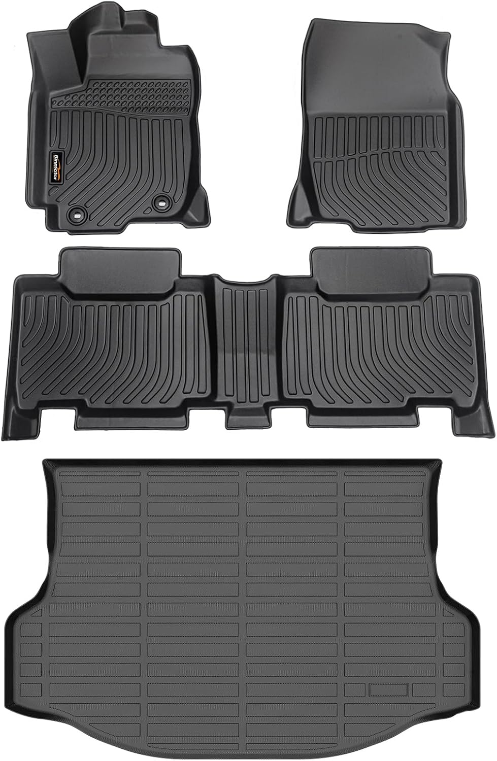 Binmotor-All Weather Floor Mats Cargo Liner for Toyota RAV4 2013-2017 2018((Not for Hybrid or Prime), Heavy Duty Car Trunk Mat Floor Liners for RAV4 Accessories-Black
