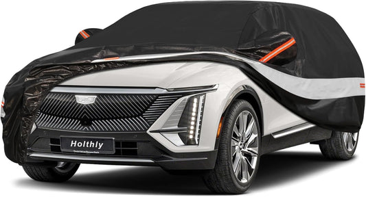 10 Layers SUV Car Cover Custom Fit for Cadillac Lyriq (2022-2025), Waterproof All Weather for Automobiles, Outdoor Full Cover Sun Dust Rain Protection with Cotton. Black