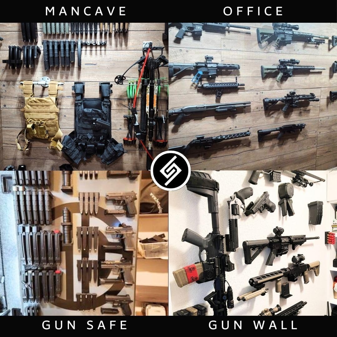Spartan Mount Compatible with Mossberg 88, 500, 590 Shotgun Display Storage Organization System | Unique Low Profile Design | Gun Safe Wall Room Mounting Solution (12-Gauge, Vertical)
