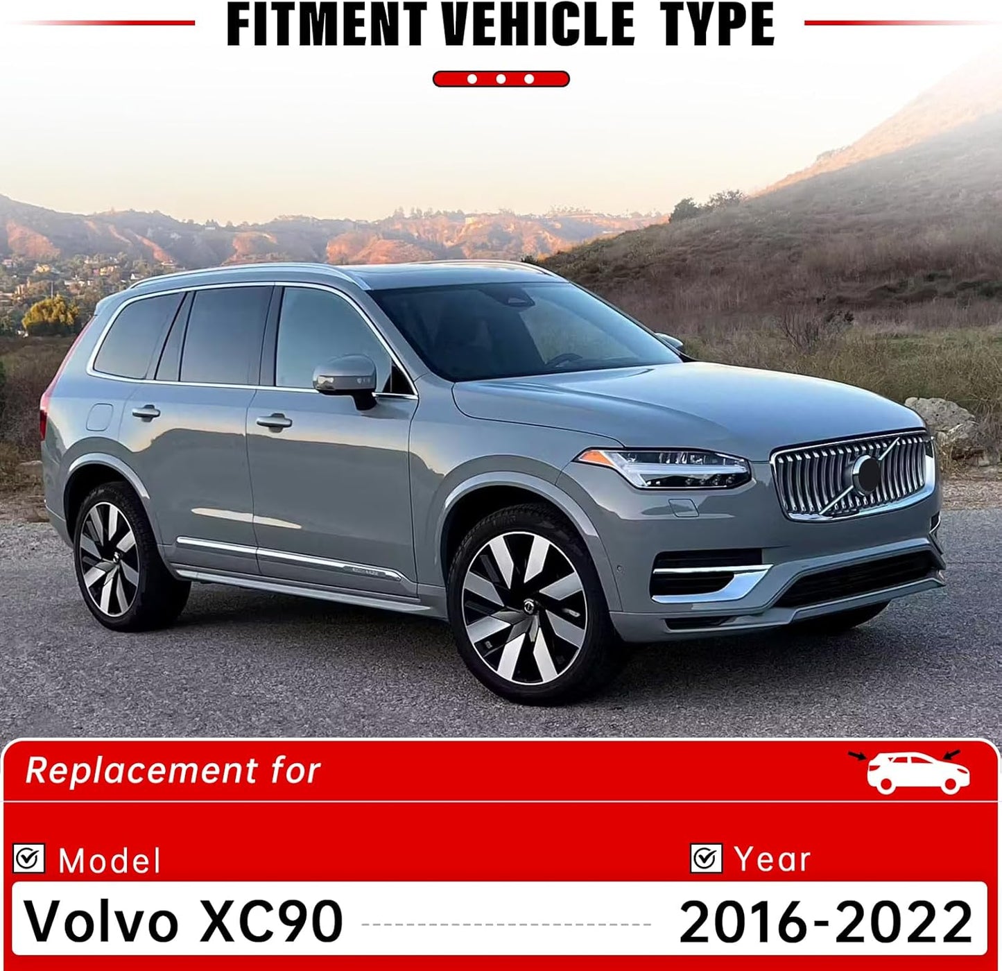 Windshield Wiper Blades Replacement for Volvo XC90 2016 2017 2018 2019 2020 2021 2022 Original Factory Quality Front Rear Wipers Blade Set for My Car - 24" 20" 15" (Pack of 3)