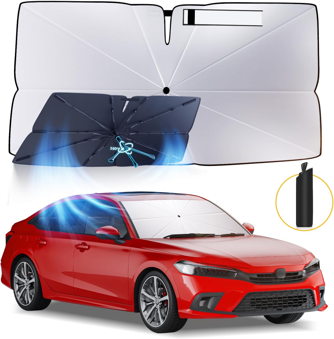 Windshield Sun Shade Umbrella: for Honda Civic 2022-2024 2025 - Front Car Window Shades - Foldable Civic-11th-Generation Sunshades Block UV Keep Cool