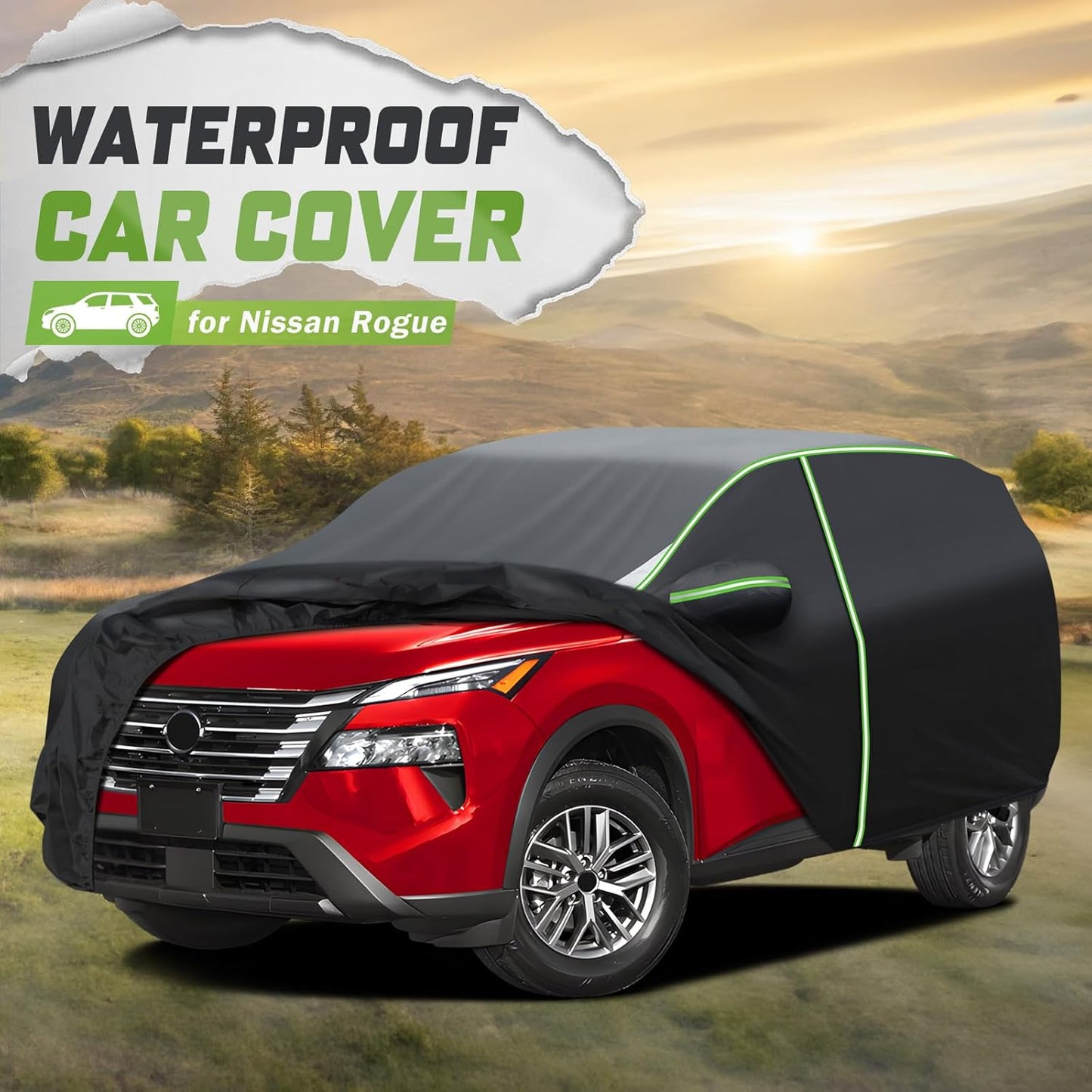 Mixsuper Liner Car Cover for Nissan Rogue 2008-2026, 7 Layers Waterproof All Weather Car Covers for Rogue, Windproof Snowproof Rain Hail Sun UV Dust Snow Protection Full Outdoor Exterior Car Covers