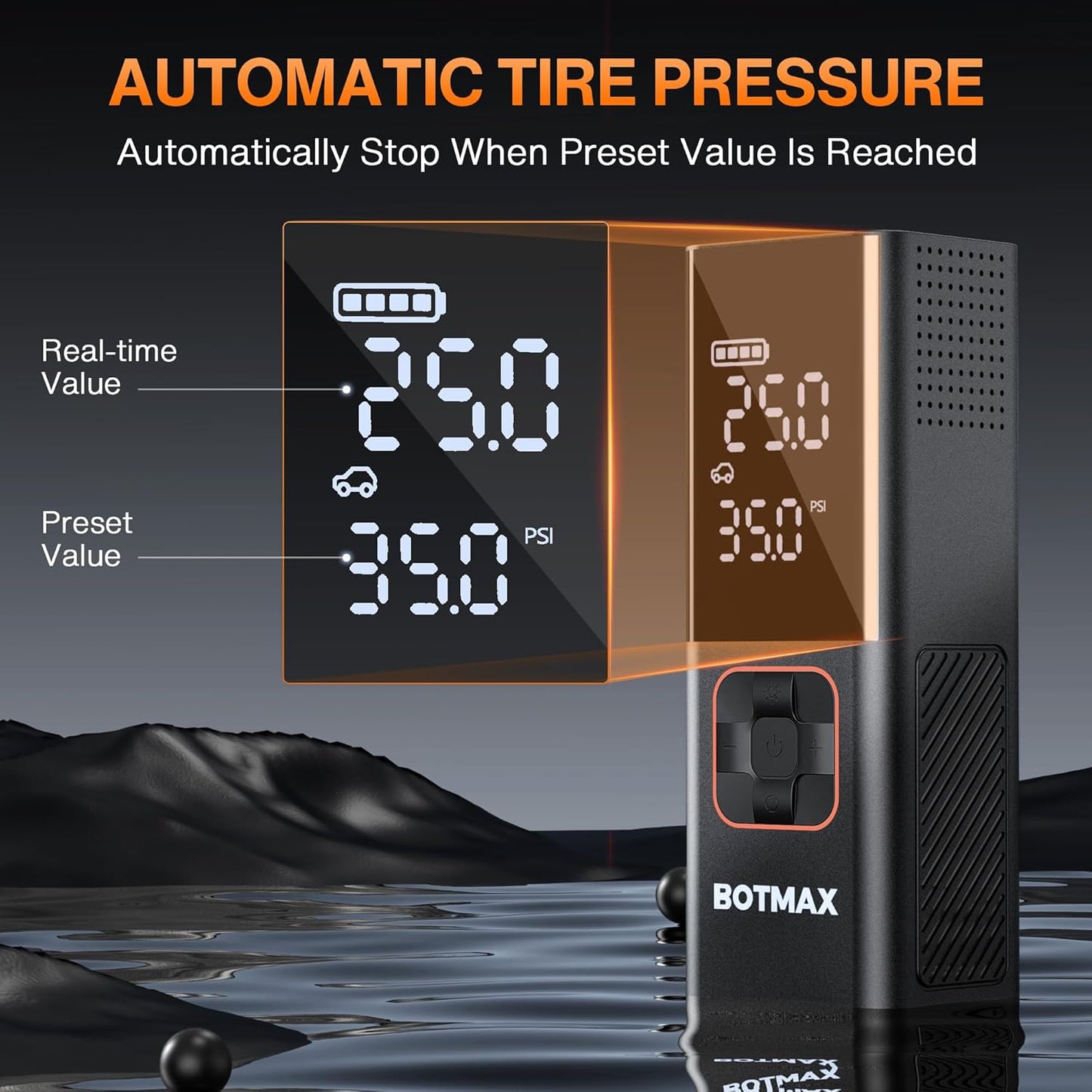 Tire Inflator Portable Air Compressor, Air Pump for Car Tires Pump with Tire Pressure Gauge 160 PSI Night LED Light Electric Portable Tire Inflator for Cars, Bike, Motorcycle, Bicycle and Balls