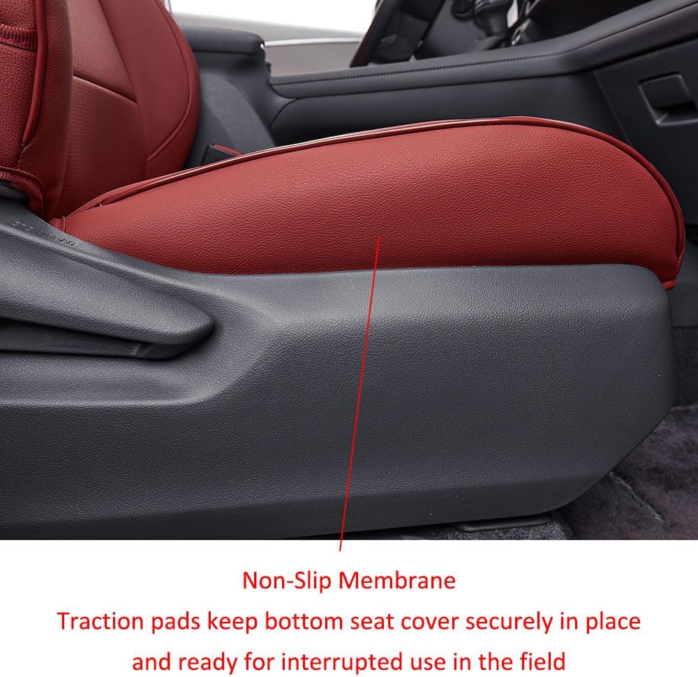 EKR Sienna Seat Covers for 2021 2022 2023 2024 2025 Toyota Sienna LE, XLE,8 Seats,2nd Row 4/2/4 Split,Waterproof Seat Covers Full Set for Trucks,Car Seat Protectors - Three Row,Leather (Burgundy)