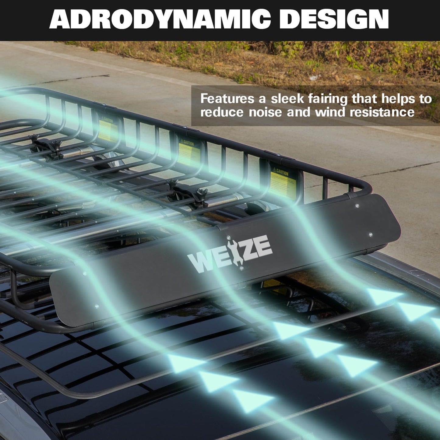 WEIZE Heavy Duty 64"x 39" Roof Rack, Rooftop Cargo Carrier Basket with Waterproof Bag, Tie Down Strap & Net, Car Top Luggage Holder for SUV, 200lb Capacity, Steel Construction