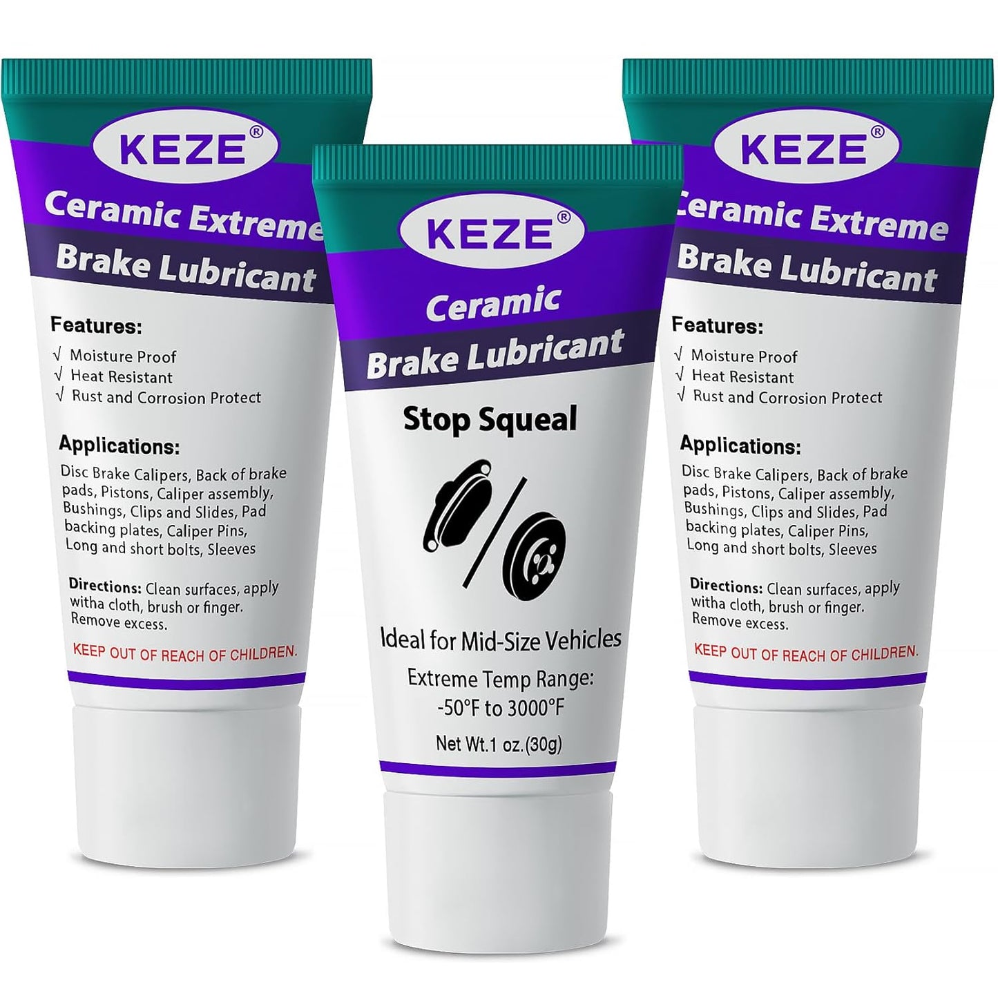 Keze Ceramic Brake Lubricant Grease Break Caliper Lube for Sliding Pin Parts Pad Superior Heat Resistance,Prevents Seizing Stops Squeaking,1 oz-3 Pack