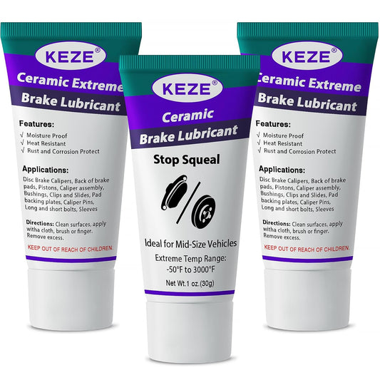 Keze Ceramic Brake Lubricant Grease Break Caliper Lube for Sliding Pin Parts Pad Superior Heat Resistance,Prevents Seizing Stops Squeaking,1 oz-3 Pack