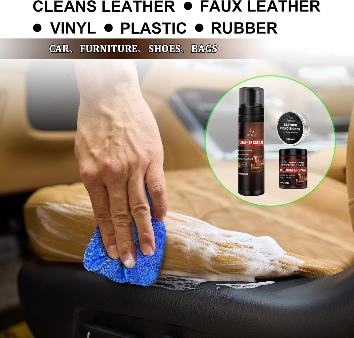 Leather Recoloring Balm Set,Leather Cleaner Restore Conditioner Mink Oil for Leather Repair Kit for Furniture Couches -Revives Repairs Scratches Leather Dye Furniture Polish (Maroon)