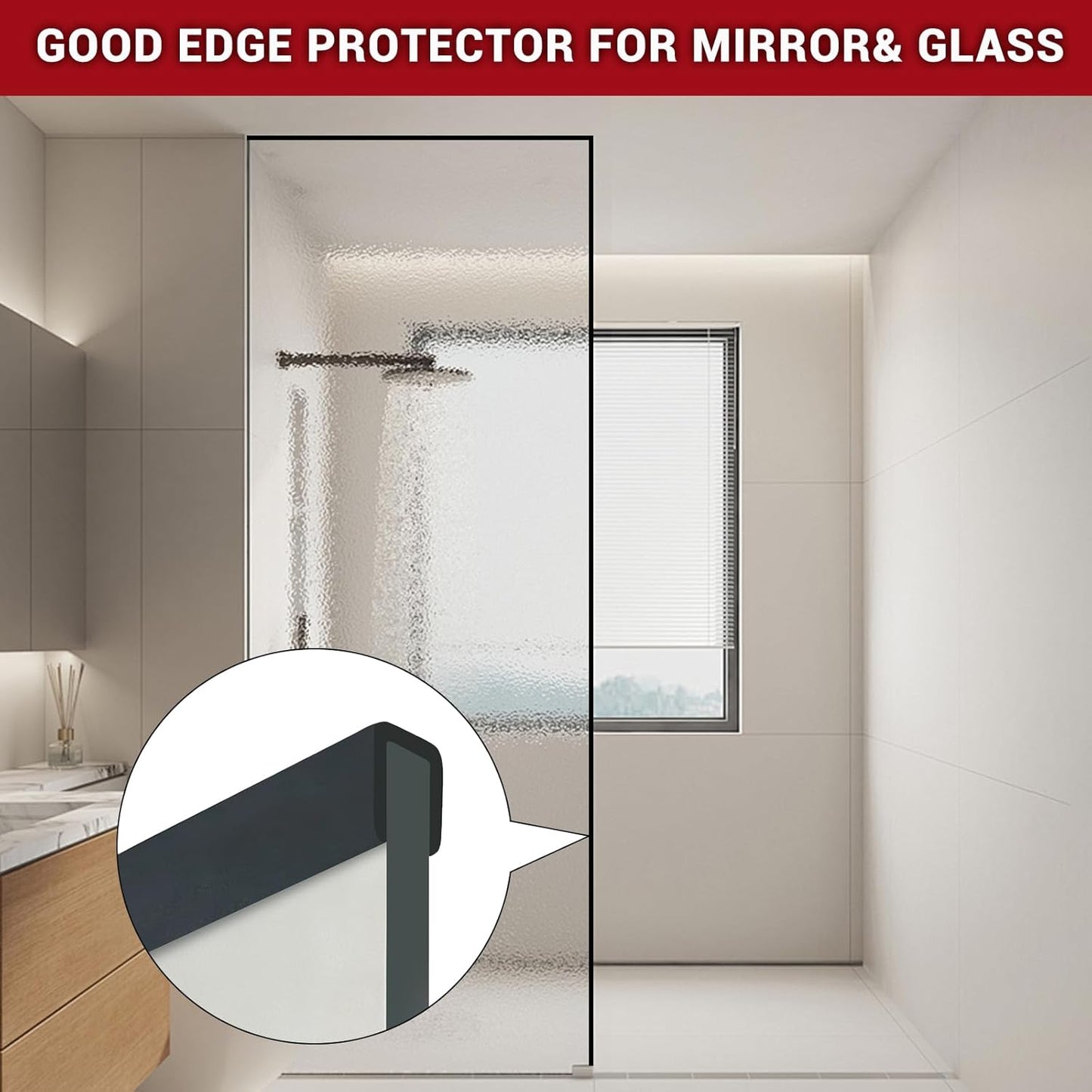 Rubber Edge Trim, 1/2" Self Adhesive Flexible U Channel Edge Protecter for Plywood, Tables, Desks, Cabinets, Counter Top, Wide U Shaped Edge Trim, Edge Banding, Black Color, 20Ft