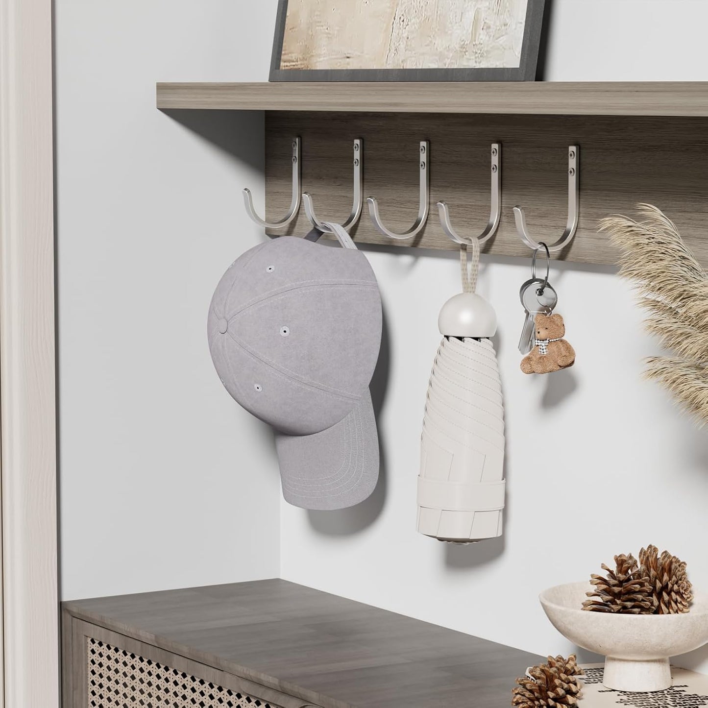 Wall Hooks for Hanging Towel/Coat - 22LB Screw in Metal Hanger Wall Mount, for Outdoor, Closet, Door, Bathrooms, for Backpack, Robe, Silver 5 Pack