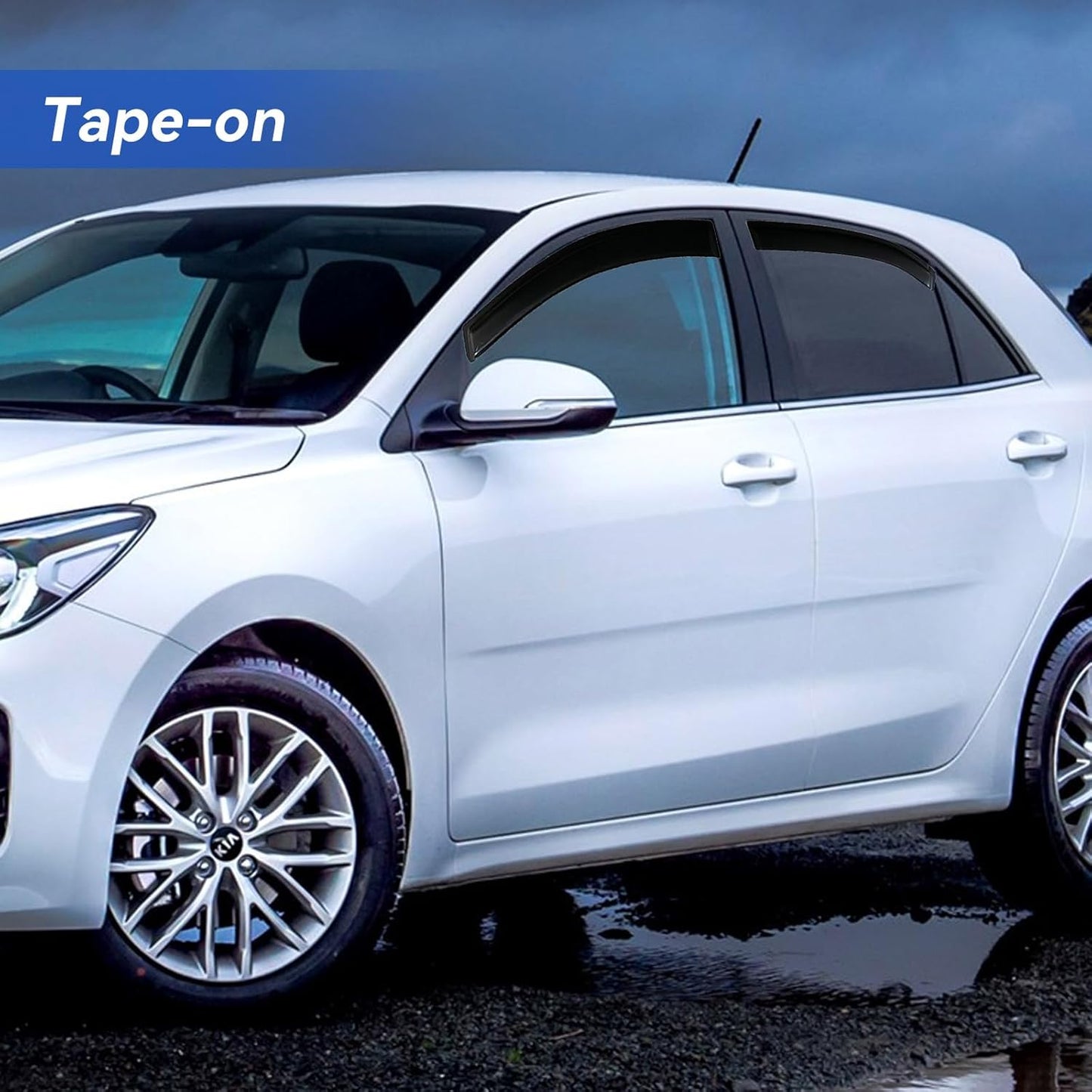 Window Visors Rain Guards for 2012-2017 Kia Rio Hatchback, Out-Channel Window Vent Wind Deflectors Visors Shades for 12-17 Kia Rio (Not for Sedan)