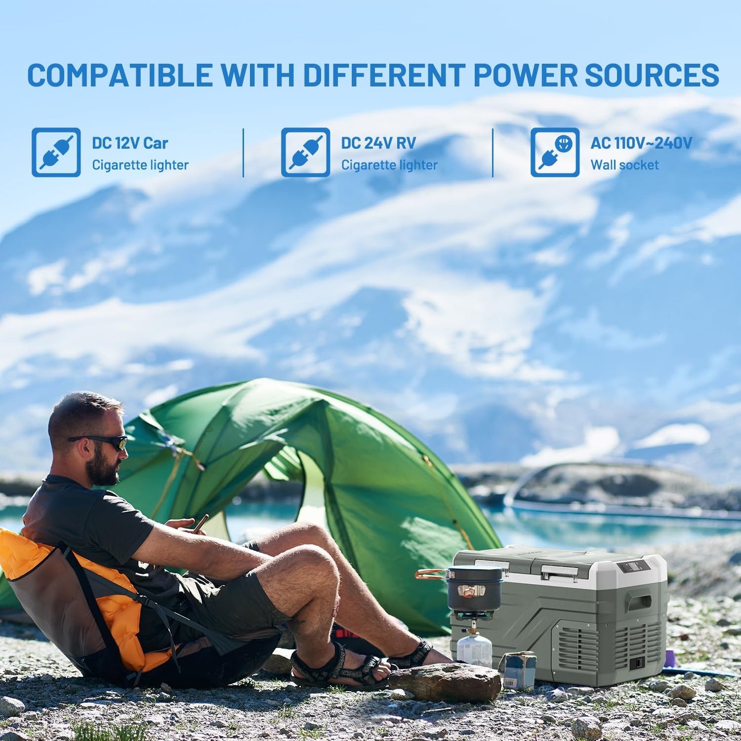 Alpicool 12 Volt Refrigerator Portable Refrigerator for Car 25 Quarts Car Fridge Portable 12V Dual Zone Fridge Freezer 12/24V 110~240 Volt AC for Truck RV Camper SUV Electric Cooler for Camping