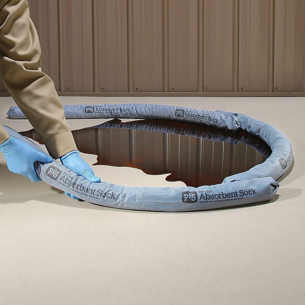 PIG Blue Oil Absorbent Sock - 12 per Package - 3" x 48" - Absorbs up to 95 oz per Sock - PIG238