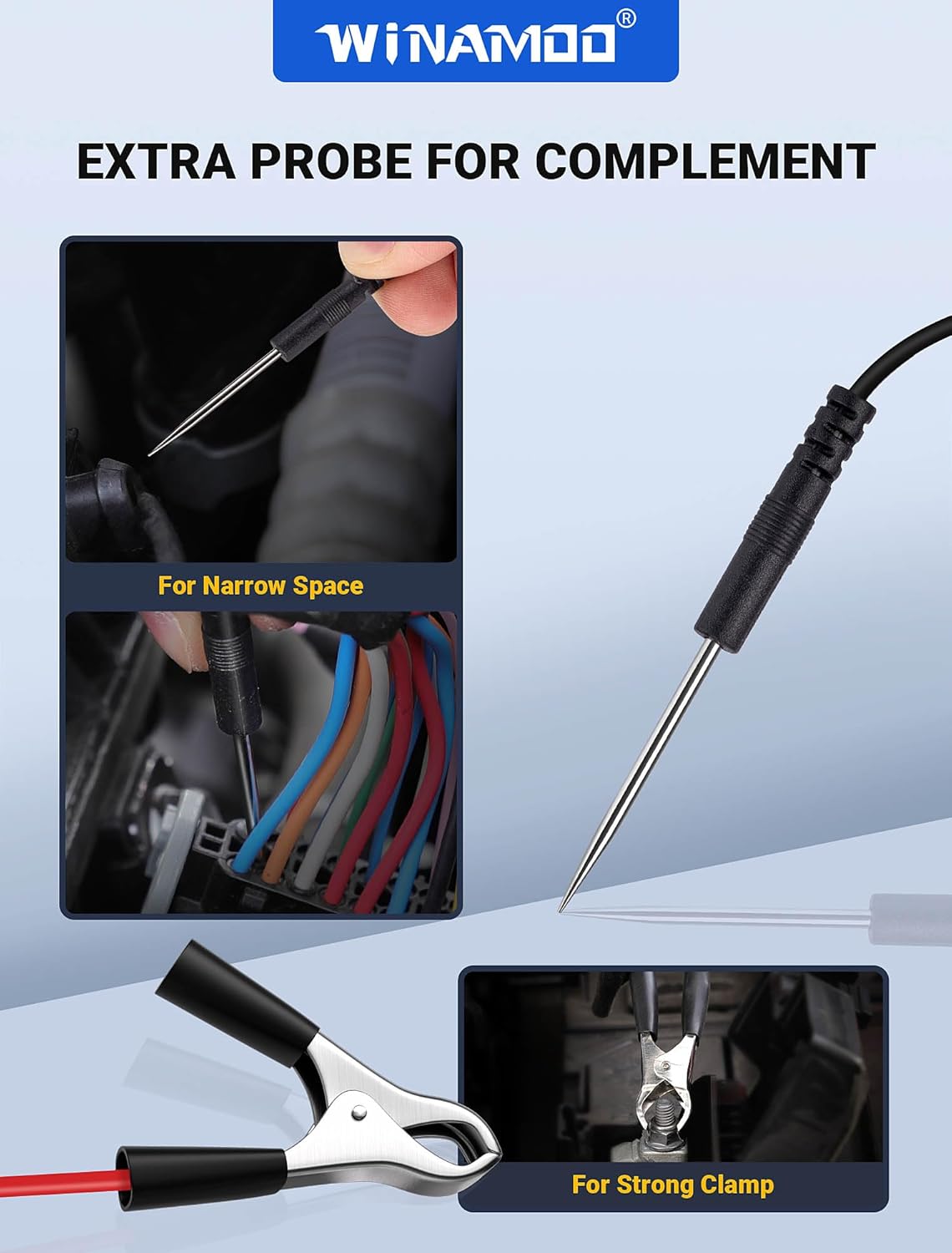 Upgrade Automotive Test Light with 3-80V LED Digital Voltage Display, Auto Circuit Tester with Voltmeter & Extra Probe, Electric Test Pen w/Dual Color Polarity Indicate for Car Fuse DIY Testing