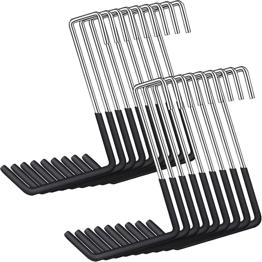 18 Pack Heavy Duty Rafter Hooks for Hanging Vinyl Coated Large S Hooks for Hanging Ladder Bike Hangers Garage Storage Organizer Black