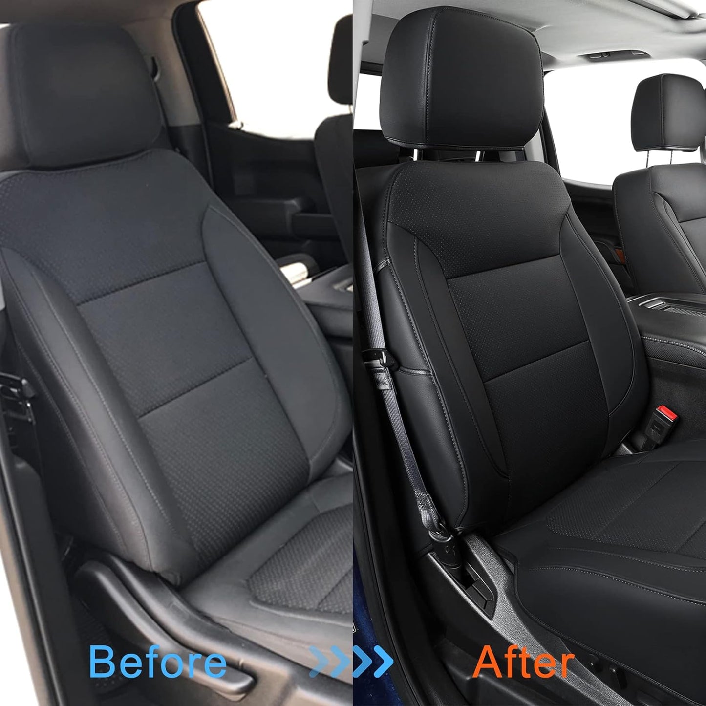 LUCKYMAN CLUB Custom Fit Seat Covers for 2019-2024 2025 Chevy Silverado Sierra 1500 Crew Cab, 2020-2024 2025 Silverado Sierra 2500 3500 Crew Cab (Black)