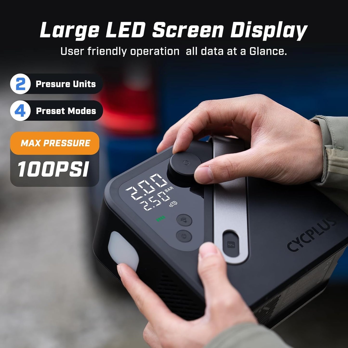 CYCPLUS AL7 Tire Inflator Portable Air Compressor for Trucks & Pickups – 4X Faster High-Powered Tire Inflator, Portable Design for Heavy-duty Vehicle & Inflatables, Dual-Use Type