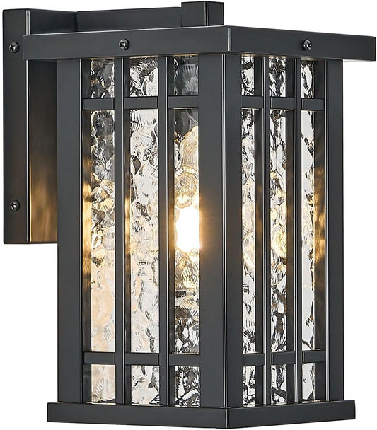 Outdoor Wall Light E26 Base Metal Frame - Black Exterior Waterproof Lanterns with Clear Glass, Porch Wall Mount Lighting for Garage, Patio(Bulb not Included)