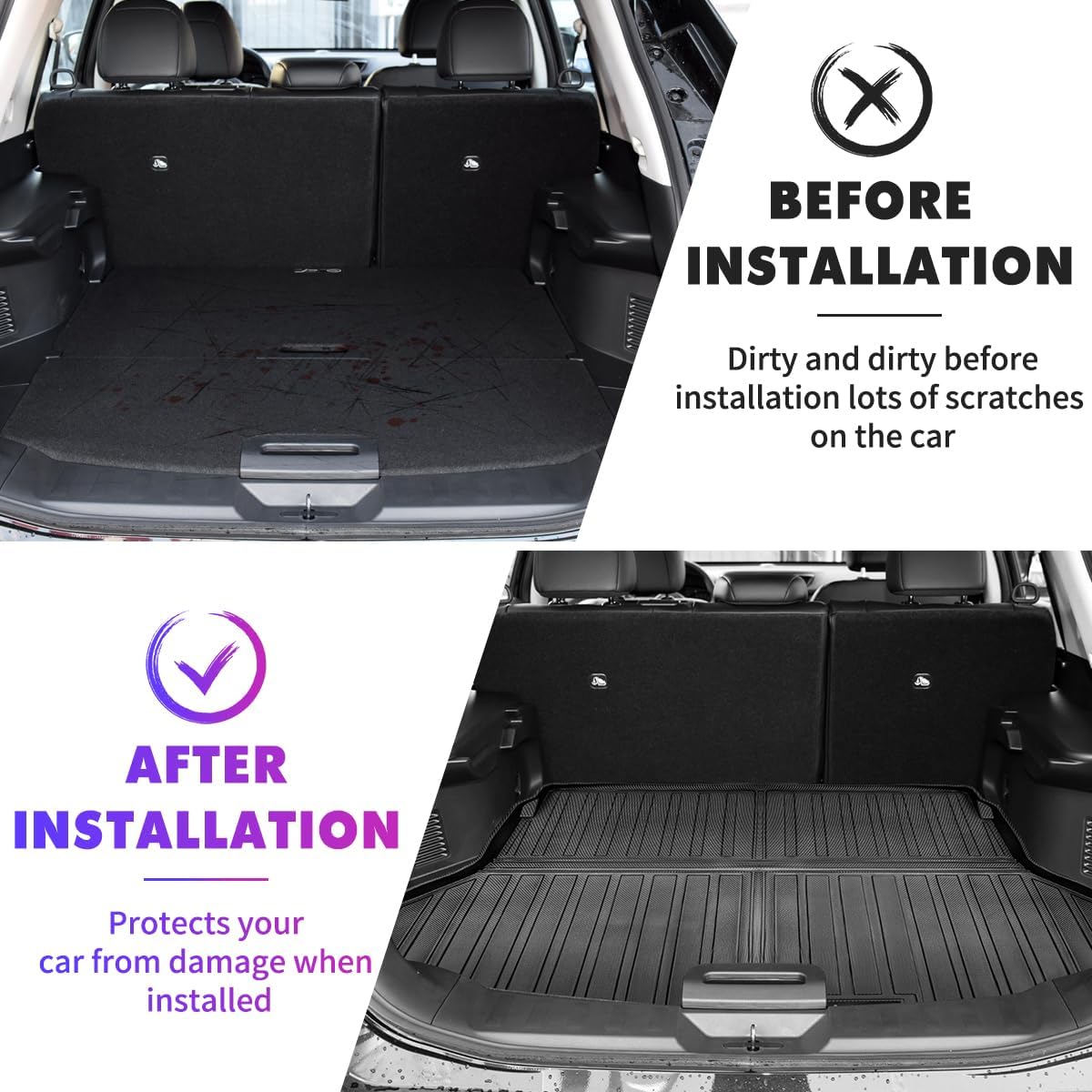 Fit for Nissan Rogue 2020-2014 Cargo Mats, All-Weather Rear Trunk Mat Rear Seat Cargo Cover Liners Protector for 2014 2015 2016 2017 2018 2019 2020 Nissan Rogue Accessories