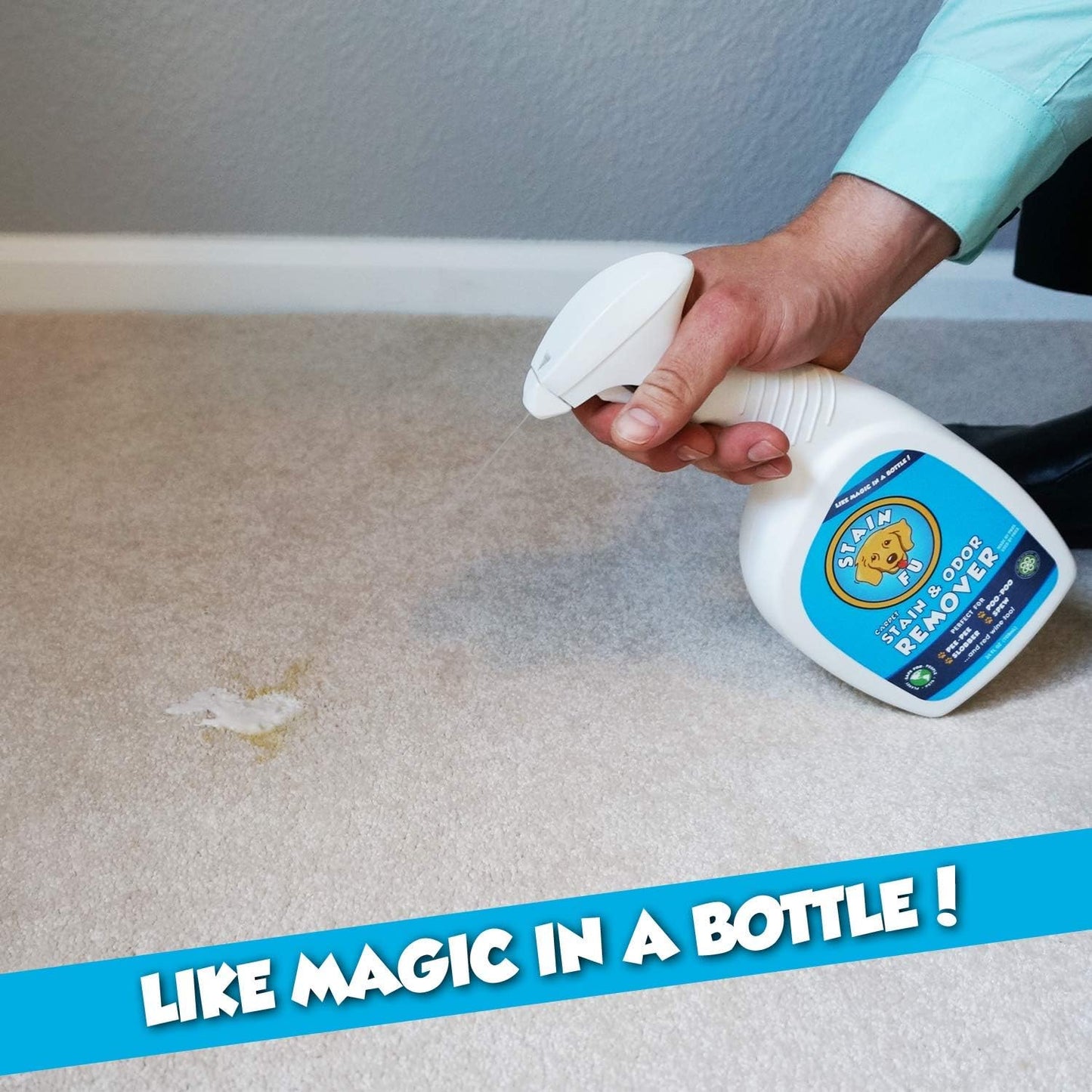 Pro Strength Carpet Odor & Stain Remover Works Like Magic in a Bottle on Tough Urine Feces Vomit and Even red Wine Too! 24 fl.oz