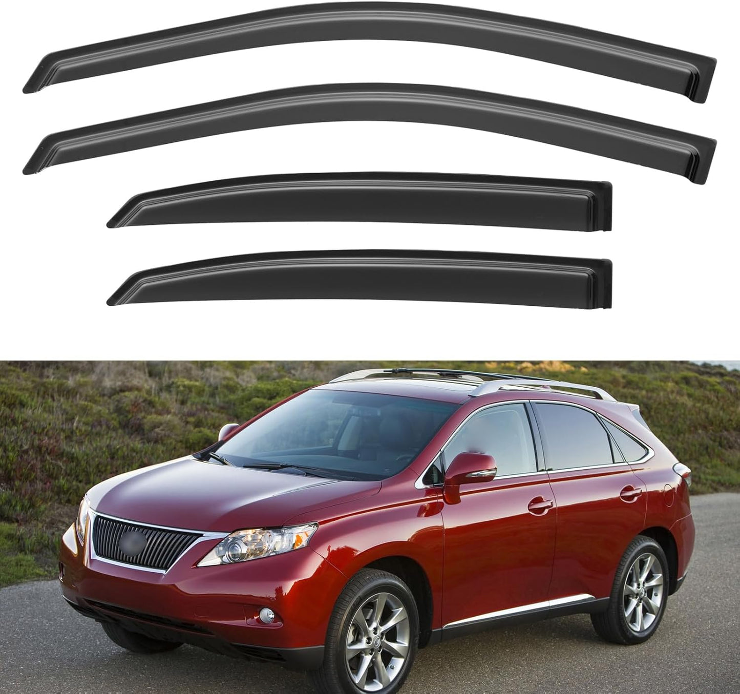 Window Visors Rain Guards for 2010-2015 Lexus RX350, Out-Channel Window Vent Wind Deflectors Visors Shades for 10-15 Lexus RX450h