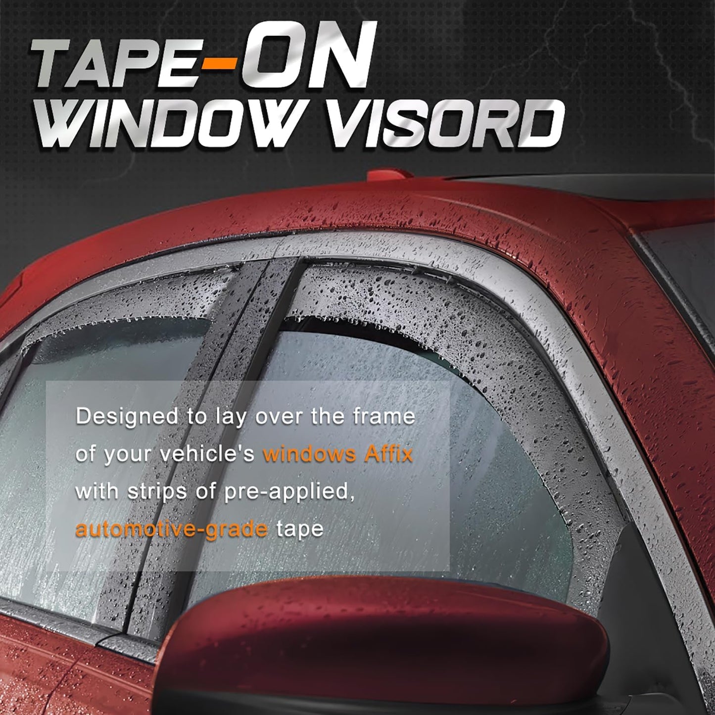 Auto Dynasty Set of 4 Carbon Fiber Pattern Window Visors Compatible with 2002-2010 Ford Explorer Mercury Mountaineer Lincoln Aviator, Tape-On Rain Guards Shield Vent Shade Deflector Glossy Black