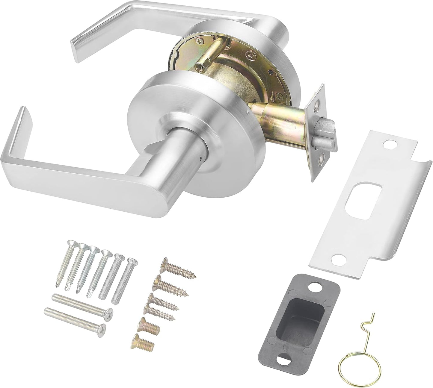 Commercial Lever Door Lock - Heavy-Duty Locking Door Handle, ADA Door Handles, Cylindrical Lever Lock, Non-Handed Grade 2 Industrial Door Handle, 26D Satin Chrome, Passage/Closet