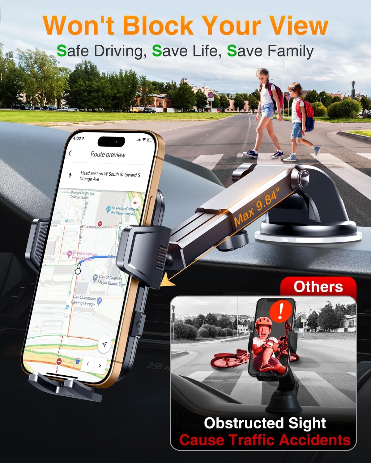 VANMASS True Upgrade [Top Military-Grade] Phone Holders for Your Car [Strongest Suction & Clip] Cell Phone Mount Dashboard Windshield Vent Stand Cradle for iPhone 16 Pro Max 15 14 13 Android, Blue