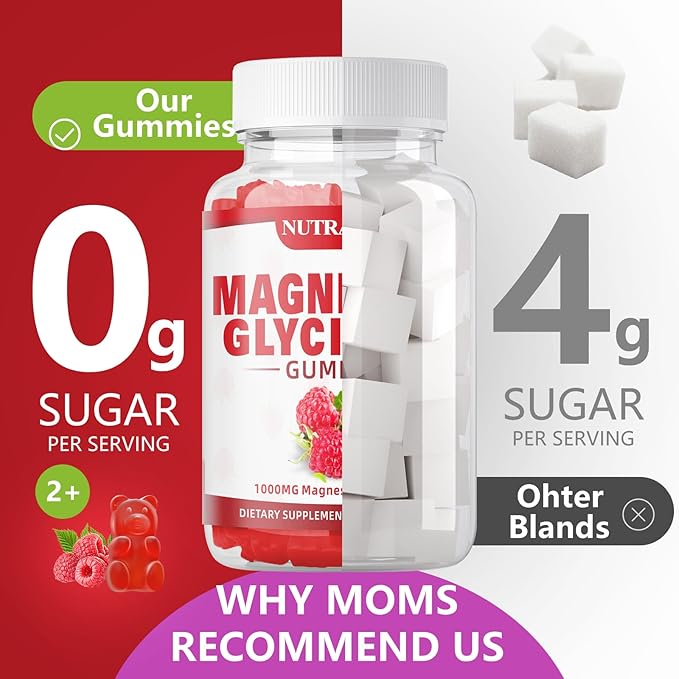 Magnesium Glycinate Gummies 1000mg with Magnesium L - Threonate,Chelated Magnesium Potassium Complex Supplement with VitD, B6, CoQ10, Calcium,Supports for Memory, Calm, Mood - 90 Gummies