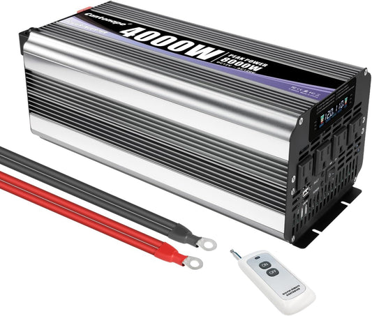 4000 Watt Power Inverter, Car Inverter 12V DC to 110V/120V AC Converter with LCD Display, 4 AC Outlets, USB Port & Remote Controller for RV, Truck, Off-Grid Solar System