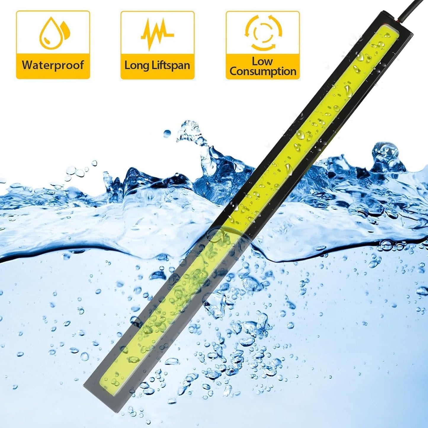 Linkstyle 12PCS 12V LED Interior Light Bar, Waterproof 28 LEDs COB Strip Light Super Bright Lights for Truck Boat Bike RV, White