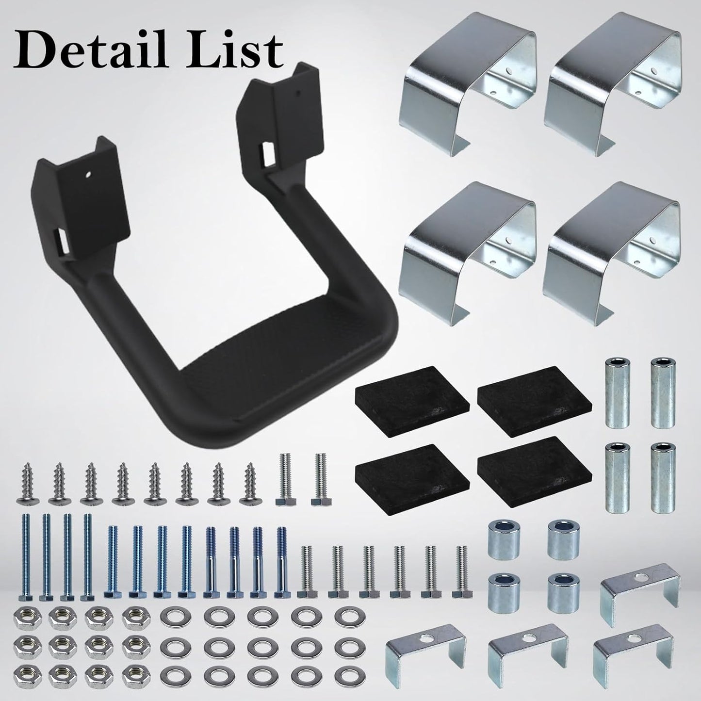 RULLINE Black Powder Coated Truck Side Step Set - 2 Pieces (1 Pair) with Mounting Brackets - Compatible with Chevy (Chevrolet), Ford, Toyota, GMC, Dodge RAM, and Jeep Trucks