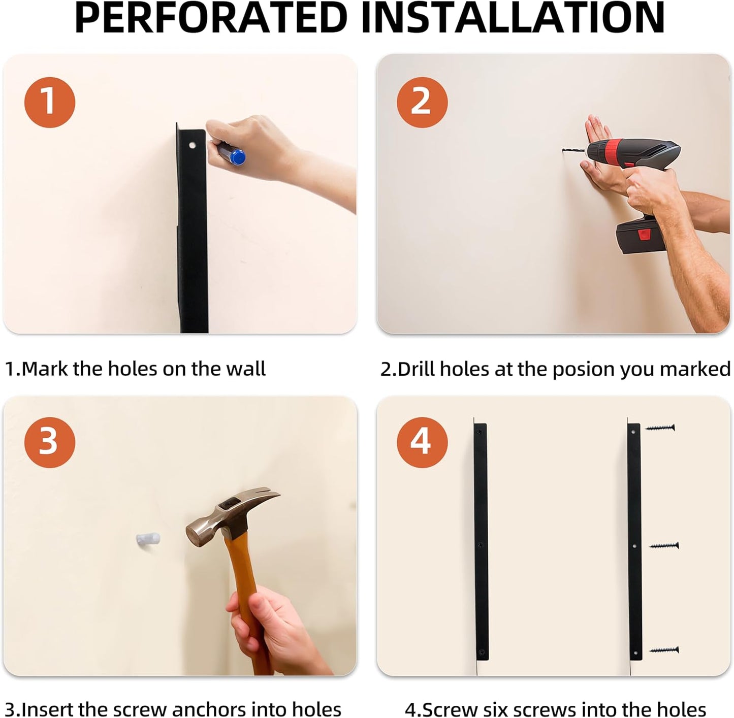 CZWL&HG Garage Tool Organizer Wall Mount – Heavy-Duty Solid Steel Rack for Shovels, Rakes, Long-Handled Tools – Horizontal Shed/Yard Storage Holds 250 lbs with Rustproof Mounts