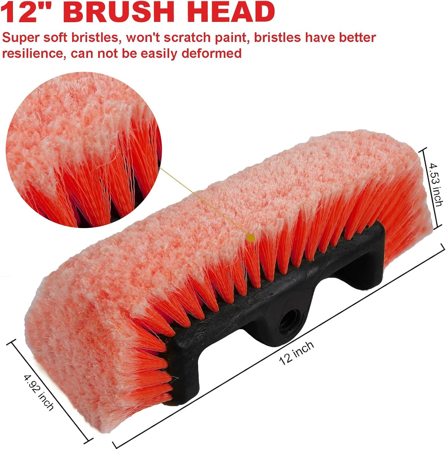 69 Inches Car Wash Brush with Long Handle for Car Truck Boat Washing (Orange)