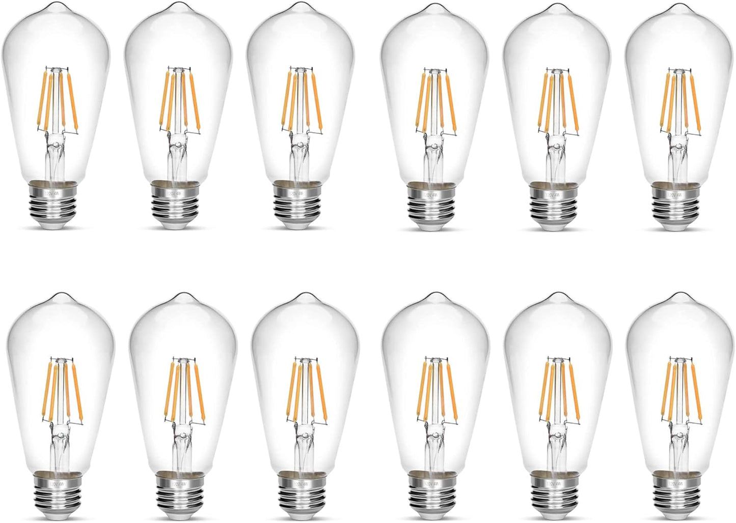 LED Edison Bulb 4W,Antique 40W Vintage Edison Bulb,E26 Light Bulb Non Dimmable Led Bulb 450 Lumens 2700K Warm White,Pack of 12