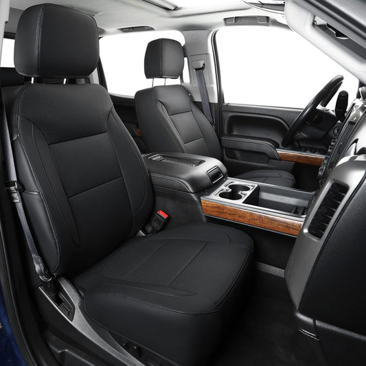 LUCKYMAN CLUB Custom Fit Seat Covers for 2019-2024 2025 Chevy Silverado Sierra 1500 Crew Cab, 2020-2024 2025 Silverado Sierra 2500 3500 Crew Cab (Black)