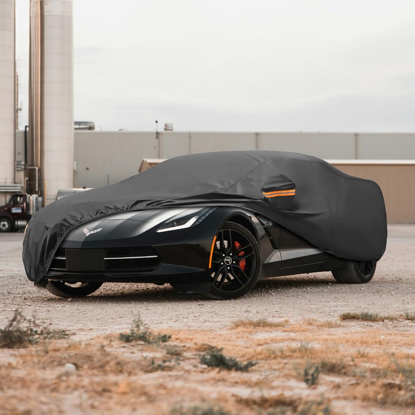 MORNYRAY Compatible with Chevy Corvette,Car Cover Outdoor Waterproof Sun Rain Snow Hail Protection with Driver Door Zipper (Black, Custom Fit Chevy Corvette)