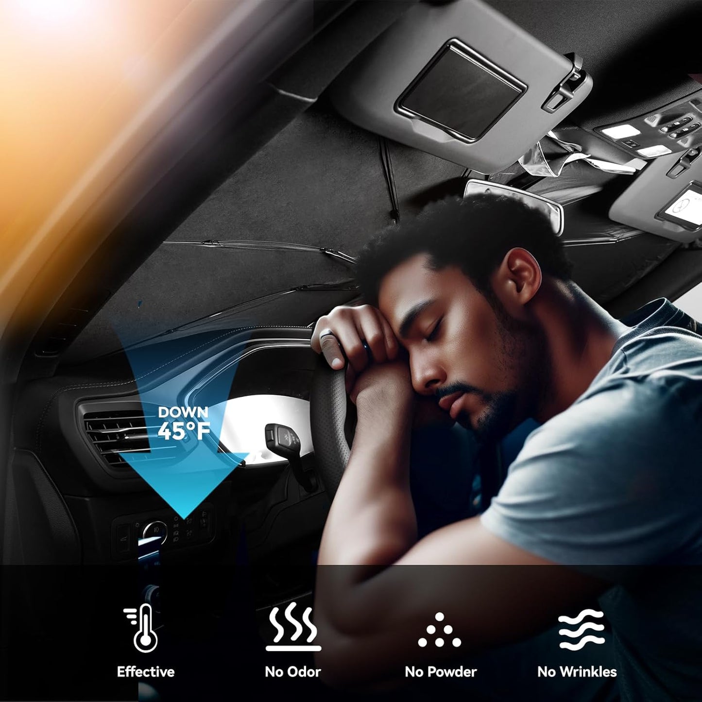 Custom Fit Windshield Sun Shade Umbrella for Ford Escape 2020‑2025 Foldable Front Window Shade, Reflective UV Blocker, Reduces Cabin Temp 20‑30℃, Easy Open Car Sunshield with Storage Bag