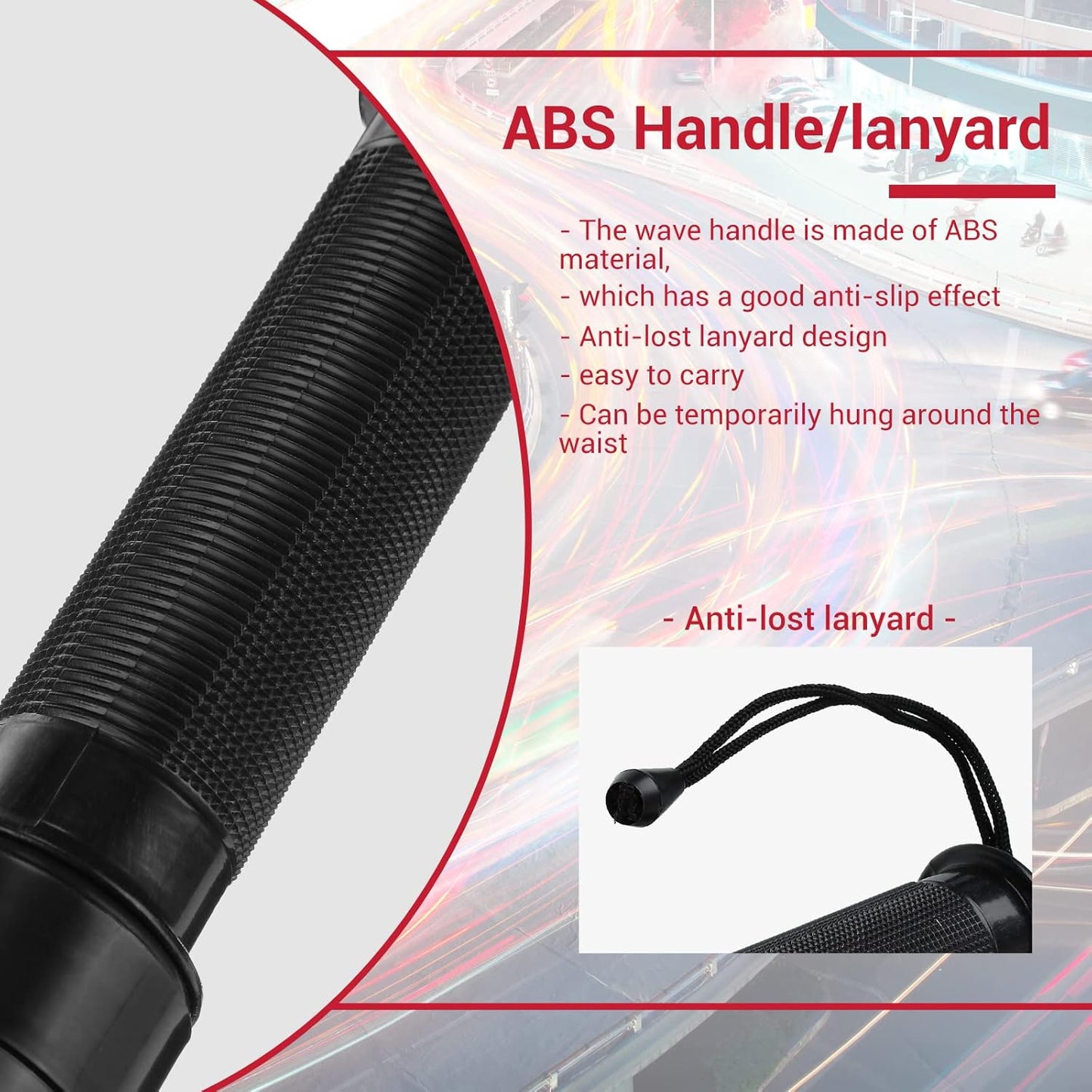 Weewooday 24 Pieces 21 Inch Signal Traffic Wand Safety Traffic Control Wand Safety Baton with 2 Flashing Modes LED Light, Wrist Strap Lanyard and Side Clip Design for Parking Guides, Red, 24 pcs