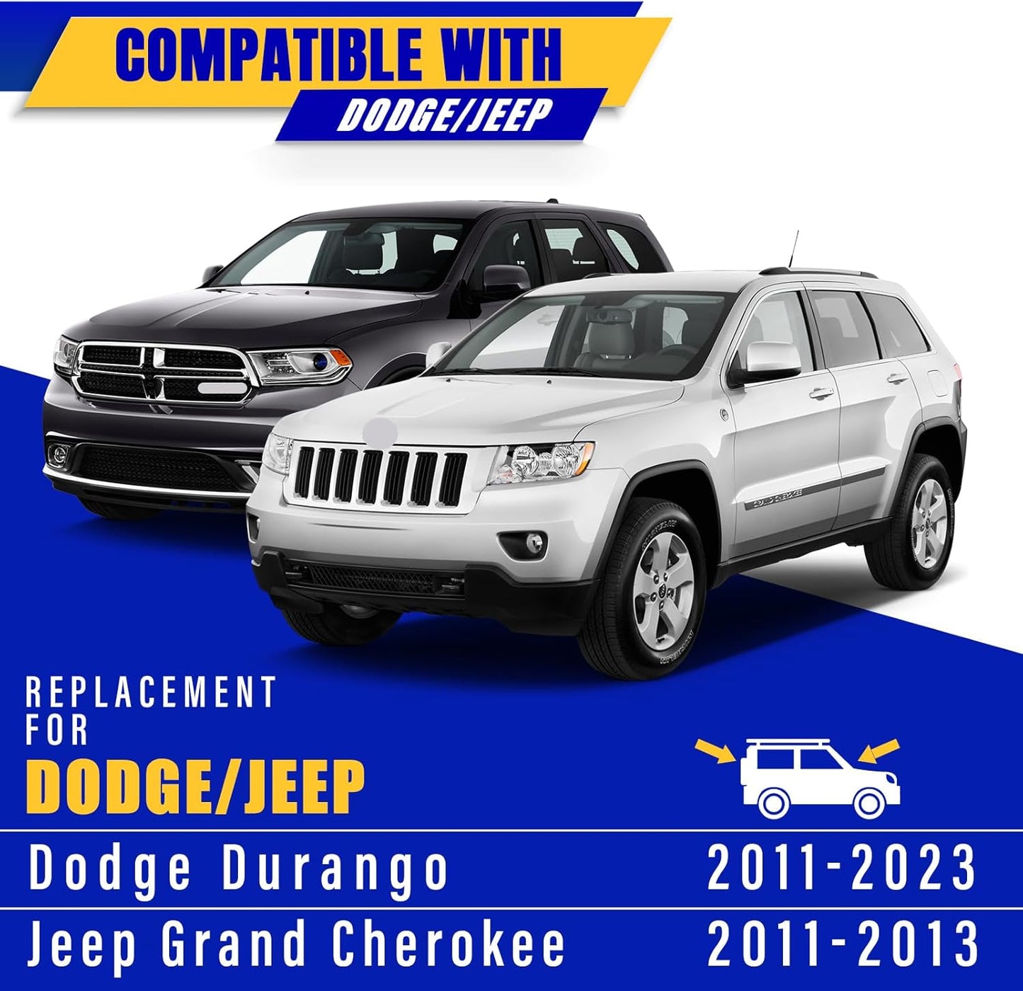 3 wipers Replacement for 2011-2013 Jeep Grand Cherokee/2011-2021 2022 2023 Dodge Durango, Windshield Wiper Blades Original Equipment Replacement - 22"/21"/12" (Set of 3) U/J HOOK