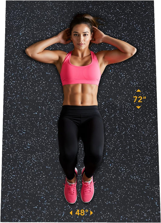 Rubber King Multi-Purpose Exercise Mat - 100% Recycled Thick Rubber Mat for Home Gym Flooring, Non-Slip, Low-Odor Durable Workout Mat for Indoor/Outdoor, Shoe-Friendly