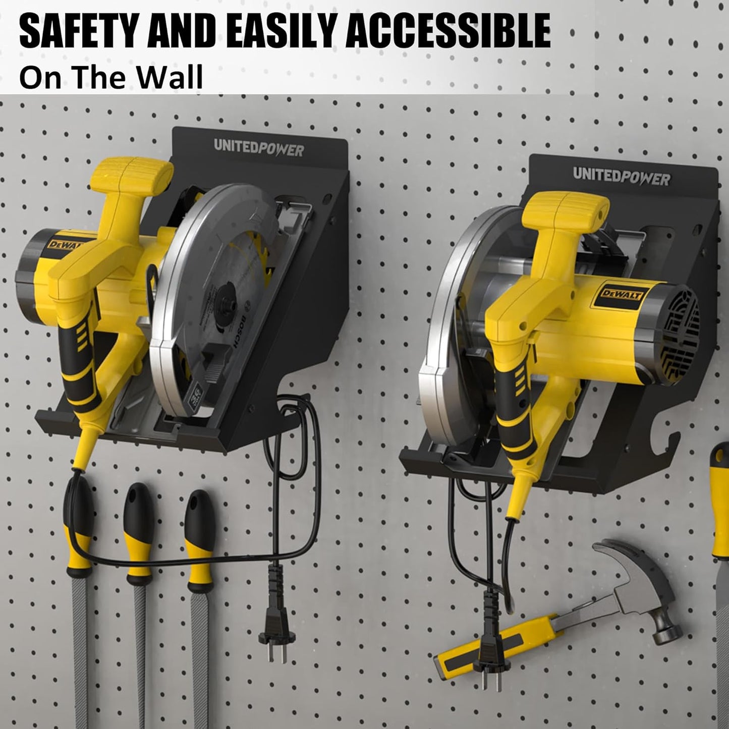 UNITEDPOWER Circular Saw Holder, Wall Mount Storage Rack Organizer for Workshop, Shed, Garage, Home, Fit Most of Circular Saw