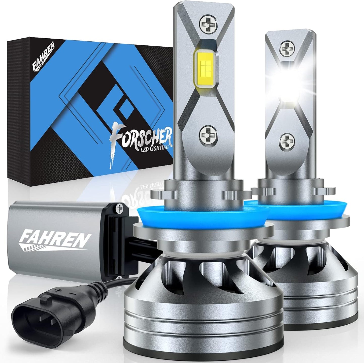 FAHREN H11/H9/H8 Light Bulb, 46000LM Super Brighter, 6500K Cool White H11 Off Road Light or Fog Light Bulbs, CANbus Ready, Pack of 2