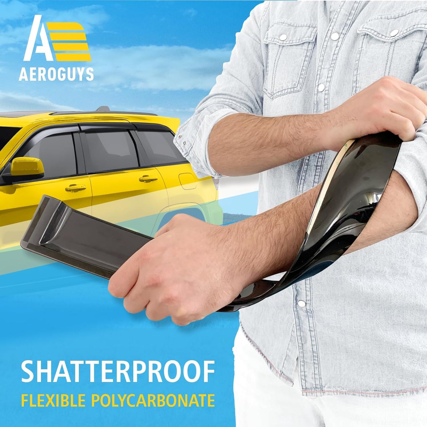 Extra Durable Window Deflectors Tape-On Window Visors Rain Guards Fit for Jeep Grand Cherokee 2011-2021, Sun Visors, Wind Vent for Shades, Exterior Car Accessories - 6pcs. AG0531