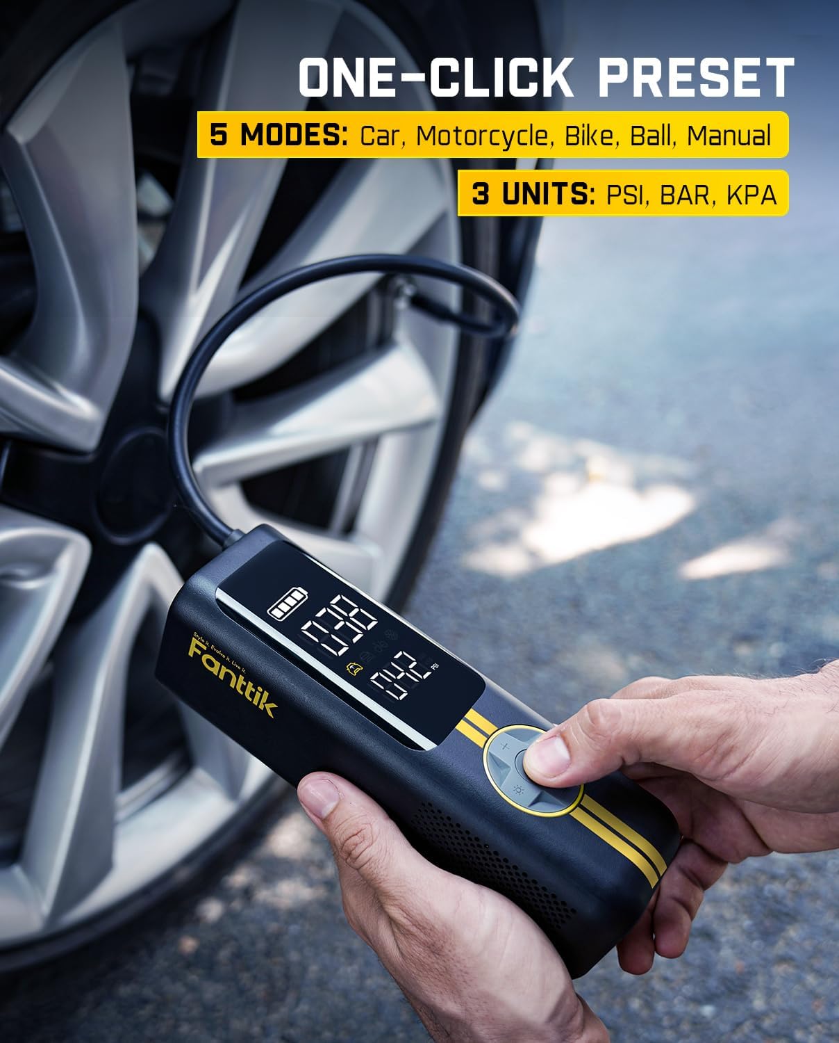 Fanttik X8 APEX EV Tire Inflator Portable Air Pump, 2X Faster Inflation, 150PSI Cordless Air Compressor with Powerful Battery, Fits Electric Cars, Cars, Motorcycles, Bikes, Balls, Deluxe Package