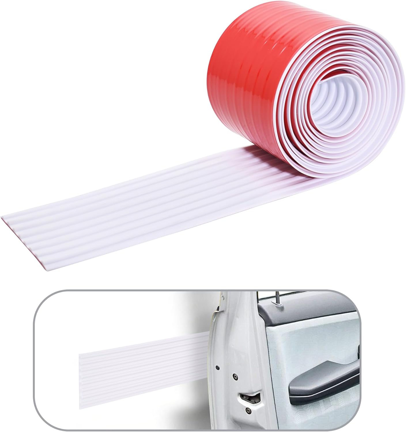 RUBBER BOND Garage Wall Protectors - 4in x 10ft Strong Self-Adhesive Rubber Bumper Protectors for Garage Walls - Heavy Duty, Waterproof and Anti-Scratch Garage Wall Protector for Car Doors (White)
