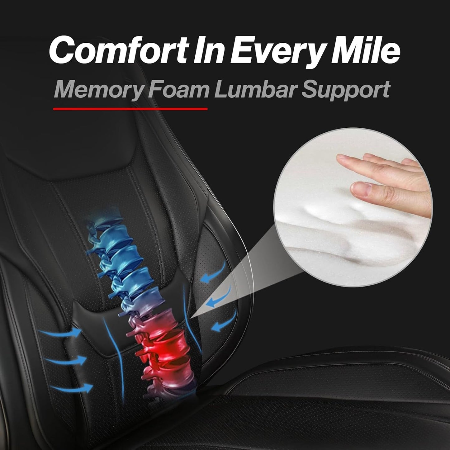 Coverland Custom Car Seat Covers Compatible with 2007-2014 Sierra 2500HD Extended Cab - Premium Leather Non-Slip Waterproof Cover Interior Protector Full Set-Black [See Size Chart-Size X114]