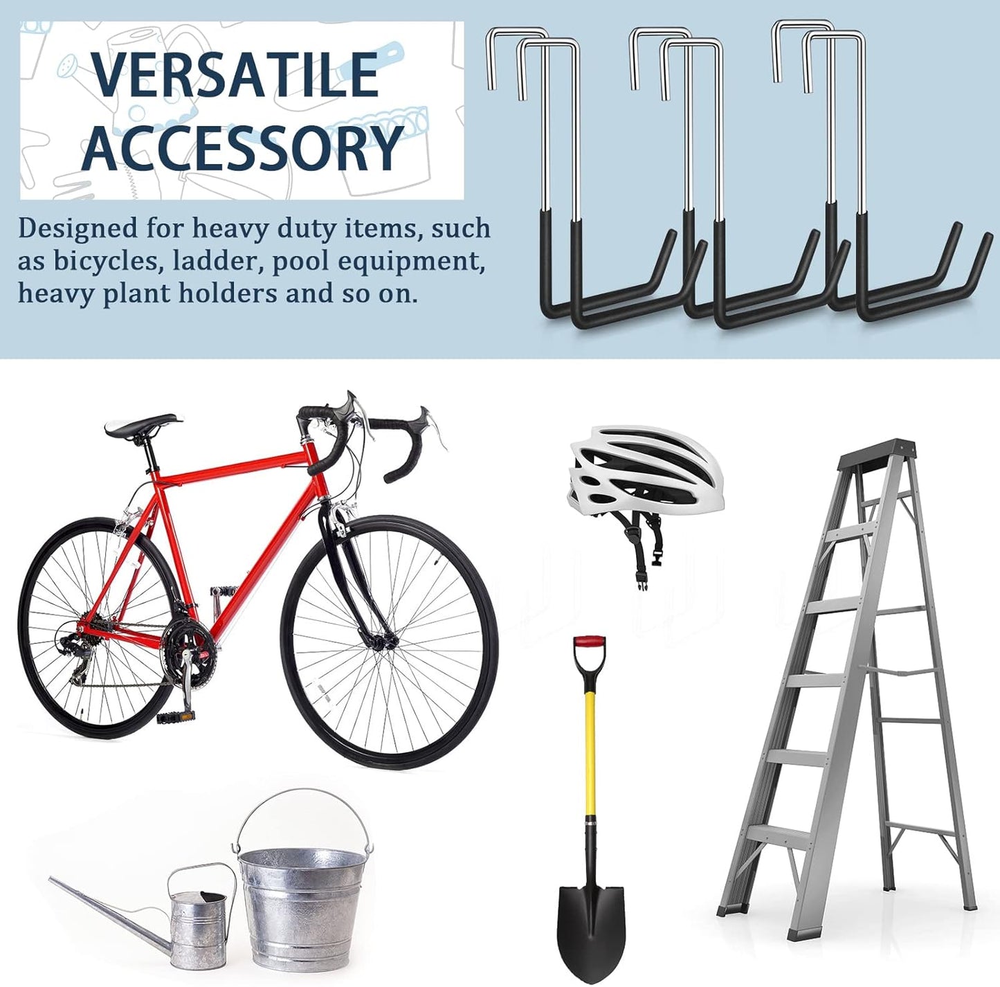 6 Pack Heavy Duty Rafter Hooks for Hanging Vinyl Coated Large S Hooks for Hanging Ladder Bike Hangers Garage Storage Organizer Black